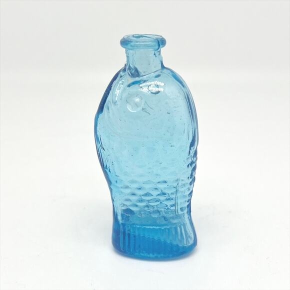 Vintage Dr. Fisch's Bitter's Wheaton Glass Bottle Blue Fish Shaped 3" Bottle - Picture 1 of 4
